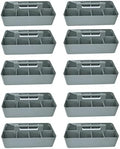 -Bulk Large Portable Caddy DIY Dividers, 8 Compartments, School Office,Portable Basket with Handle Storage Organizer Modern Made in USA (10 PACK, Orion Gray) by EnjoyOrganizer