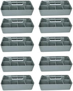 -Bulk Large Portable Caddy DIY Dividers, 8 Compartments, School Office,Portable Basket with Handle Storage Organizer Modern Made in USA (10 PACK, Orion Gray) by EnjoyOrganizer