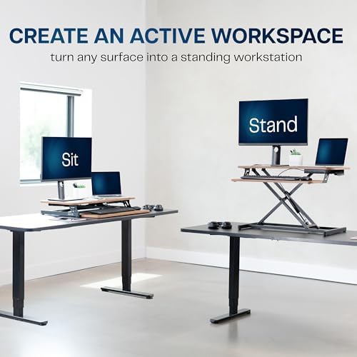 VIVO Rustic Vintage Brown 32 inch Standing Desk Riser, DESK-V000SN - Image 4