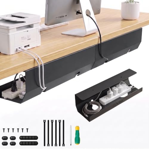 Aothia Under Desk Cable Management Tray, 2 Pack (16.5 in, Metal, Black) by AothiaSimpleNaturalUnique