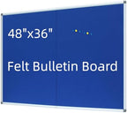 DEVELOP 48x36 Inch Large Blue Felt Bulletin Board, Wall Mounted Pin Memo Notice Cork Board with Silver Aluminium Frame for Office, Home, and Classroom, Includes 10 Push Pins by DEVELOP