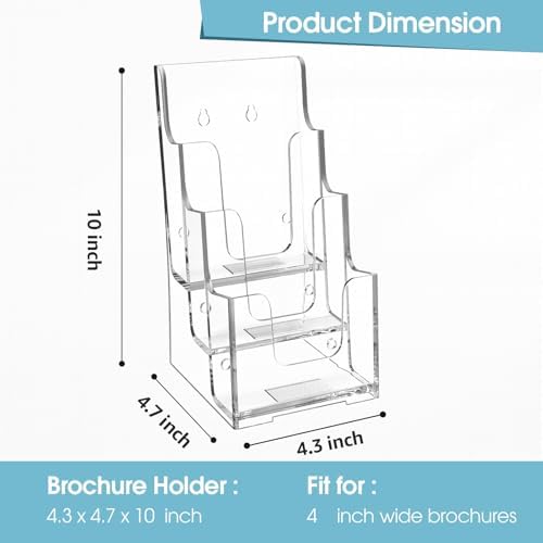MaxGear 3 Tier Acrylic Brochure Holder, 4 Inch Wide Pamphlet Holder, 6 Pack - Image 4