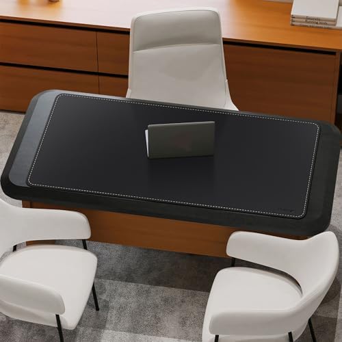 Mydours 52" x 24" XXL Large Desk Mat, PU Leather Full Desk Mouse Pad, Black - Image 5