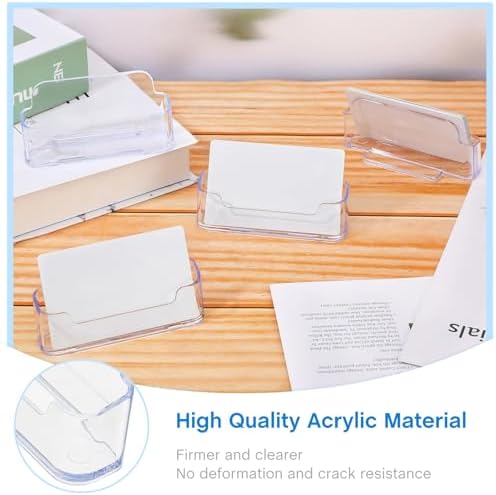 Leinuosen 50 Pack Business Card Holder for Desk Acrylic Business Card Holder Display Clear Label Stand Label Table Desktop Organizer for Home and Office - Image 6