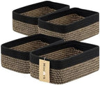 MiniArk Small Storage Baskets for Organizing | Closet Organizer Bins | Shelf Toy Basket | Woven Rope Baskets | Cube Decorative Box | Shallow Basket | 11.5x7.5x4.7” | 4 Packs Black Brown by MiniArkStorageBasketsHome