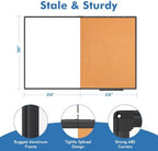 Magnetic White & Cork Board Combo 48" x 36" Aluminum Frame Black - Image 2