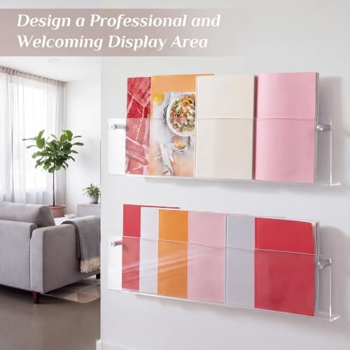 2 Pack Clear Acrylic Magazine Holder Wall, Brochure, 24 Inch - Image 5