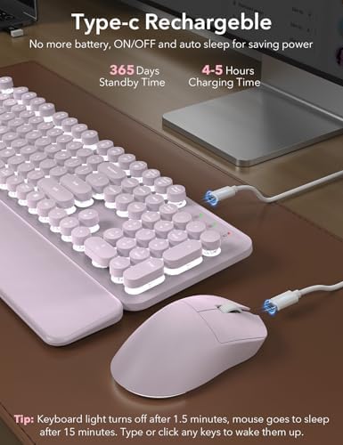 Wireless Keyboard and Mouse Backlit - Typewriter, Magnetic Wrist Rest - Image 4