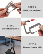 VIPERADE VAT2 Purse Hook for Table, Titanium Carabiner Clip and Hook for Bag, EDC Gear Clip for Water Bottle Camping Lantern Outdoor Gear and More - Image 4
