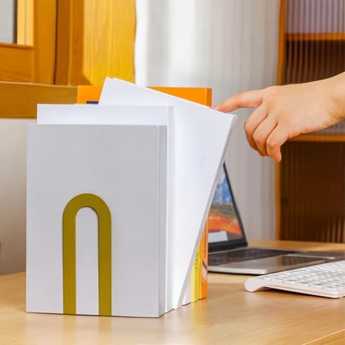Chunful 18 Pcs Gold Metal BookEnds Shelves, 5.5 x 3.75 x 2.25 in - Image 2