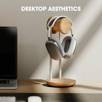 Fenge Headphone Stand with Storage Base, Headset Holder for Desktop, Oak - Image 3