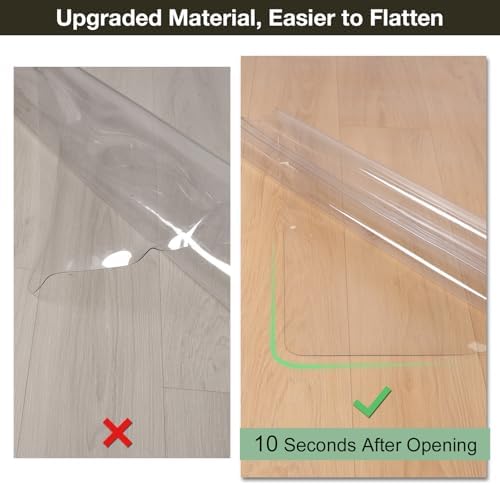 Crystal Clear Floor Mat 5×7ft, Upgraded Easy Flat Waterproof Vinyl Rug Cover, Large Stain-Resistant Plastic Area Rug Floor Protector for Kitchen, Dining Room, High-Traffic Areas - Image 2