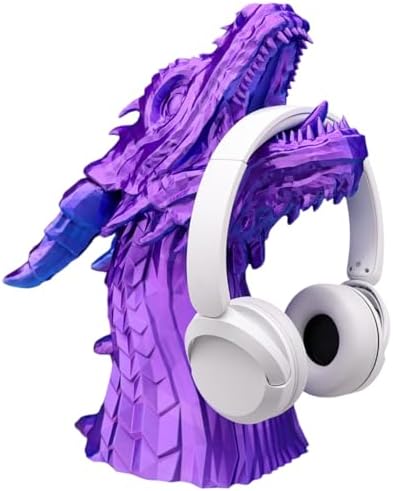 Dragon Headphone Stand and Holder, Gamer Gift, 15" Tall, Statue for Gamers (Purple & Blue Nebula, Regular 12" Tall) by Unknown