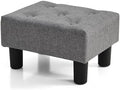 BRIAN & DANY Small Foot Stool, Linen Foot Stools with Legs, Stable Small Footstool for Living Room, Gray by BRIANDANY