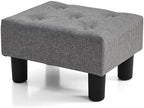 BRIAN & DANY Small Foot Stool, Linen Foot Stools with Legs, Stable Small Footstool for Living Room, Gray by BRIANDANY