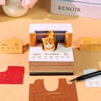 3D Memo Pad Time Piece Calendar 2027, 3D Tear-Off Art Desk Calendar 2027, Creative 3D Memo Pad Paper Art Tree House DIY Paper Carving Decoration (Big Orange Cat) - Image 3
