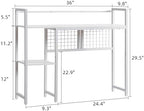 4-Tier Desk Hutch Shelf with Grid Panel, 36” Desktop Bookshelf for Monitor, Office & Home (White, 36") - Image 3