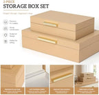 Decorative Storage Boxes with Lids, Set of 2 PU Leather Organizer Boxes - Image 4
