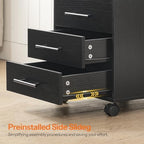 HOOBRO 5-Drawer File Cabinet, Office Cabinet with Drawers, Wooden Storage Cabinet with Wheels for Makeup, Home Office, Study, Easy Assembly, Black BK05WJ01 - Image 6