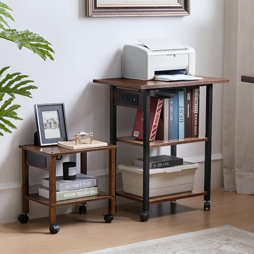 Lerliuo 3-Tier Printer Stand with Charging Station, Rolling Printer Table - Image 7