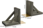 MyGift Vintage Gray Wood Decorative Bookends with Brass Metal Book Supports, Office Desk Wooden Bookend Book Stand, 2 Piece Set - Image 5