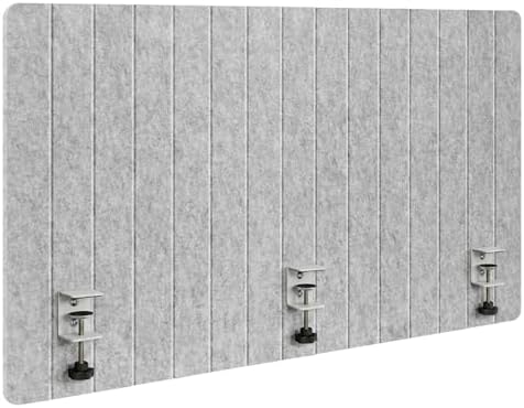 48" Desktop Privacy Screen - Sound Absorbing Felt Panel, Clamp-On Foldable Office Divider for Desk, Silver Gray by Keemute