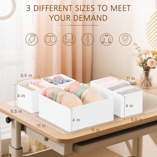 Criusia 26 Pack Drawer Organizer for Clothes, Foldable Dresser Dividers with 3 Sizes, Fabric Storage Bins – White - Image 2