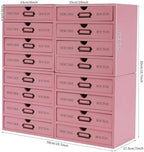 Vintage Wooden Drawers Organizer, 16-Drawer Desktop Storage Box With Drawers, Iron Label Holders, Apothecary Cabinet For Countertop Tea Coffee Pod Storage (16-Drawer/Pink) - Image 3