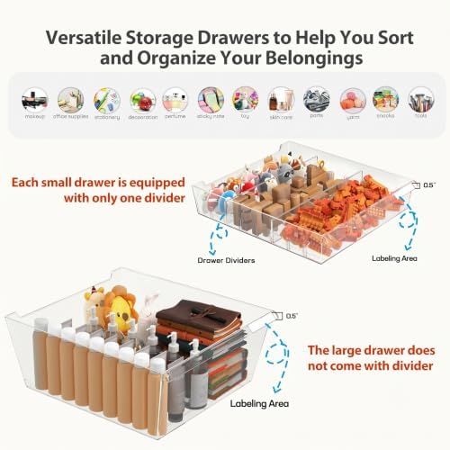 WOPITUES Mobile Storage Cabinet with 15 Clear Drawers, Modern White - Image 4