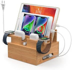 Pezin & Hulin Bamboo Phone Charging Station with 5-Port Charger & 5 Cables by PezinHulin