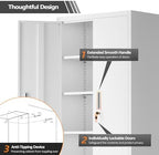 VINGLI Rolling Metal Storage Cabinet with Adjustable Shelves, 71'' Tall Garage Storage Cabinet with Wheels, Locking Tool Cabinets for Home Office Garage Gym School (White) - Image 7