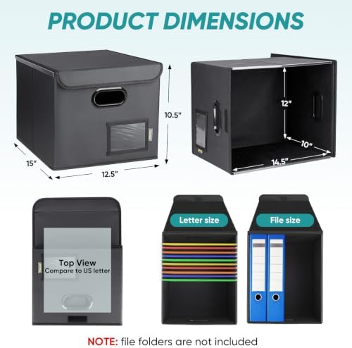 BALEINE File Organizer Box with Lid, Collapsible Hanging File Storage Box - Image 2