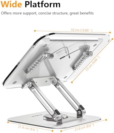 ACIsland Acrylic Book Stand for Reading-Adjustable Holder with 360° Rotating Base & Page Clips- Foldable Desktop Ricer for displaying Cookbook-Sheet Music-Laptop-Recipe-Textbook-Hands Free-Aluminium - Image 5