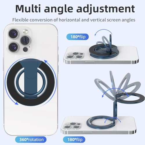 RESPECTED-BRO-Magnetic-Phone-Ring-Holder with Dual Rings, Compatible with iPhone 17/16/15/14/13/12, Multifunctional Stand for Desk,Office,Gym,Kitchen & All Metal Surfaces, Finger Loop Grip (Dark Blue) - Image 5