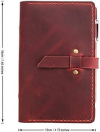 Genuine Leather Journal Writing Notebook, A6 Ring Binder Refillable Diary Notepads, Vintage Handmade Travel Organizer Agenda for Men Women - Wine - Image 5