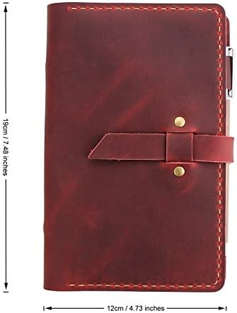 Genuine Leather Journal Writing Notebook, A6 Ring Binder Refillable Diary Notepads, Vintage Handmade Travel Organizer Agenda for Men Women - Wine - Image 5