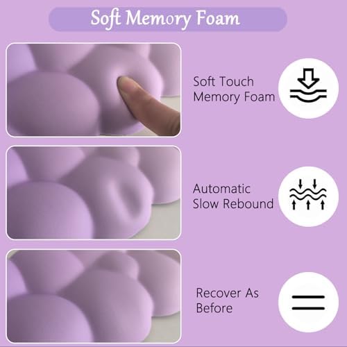 Purple Cloud Mouse Pad Cloud Keyboard Wrist Rest for Computer Keyboard Extended Large Desk Mat Pad Set 4PCS Memory Foam Non-Slip Ergonomic Cute Gaming Mouse Pads Wrist Support for Laptop Home Office - Image 4
