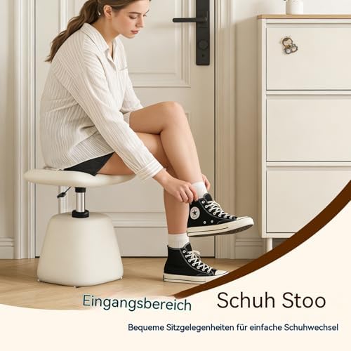 PU Leather Ottoman for Small Space, Swivel Vanity Stool with Adjustable Height,Upholstered Ottoman Foot Rest Under Desk for Living Room, Bedroom, Entryway - Image 6