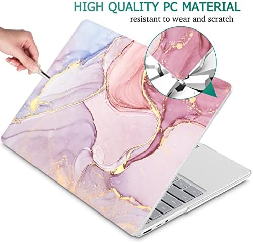 Mektron Case for 13.5" Microsoft Surface Laptop 5/4/3 with Metal Palm Rest Model 1951/1868,2019/2021/2022 Plastic Hard Shell Cover with Screen Protector + Keyboard Cover + Dust Plug,Pink Marble - Image 5