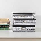 SLPR - Nesting Black and White Storage Boxes with Lids, Set of 3 - Image 7