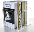 Acrylic File Holder for Desk - 4 Slot Vertical Magazine Organizer & Bookend - Clear Document Sorter Rack for Folders, Binders, Notebooks & Reports - Non-Slip Office Desktop Storage Sorter by AIMOLLYACRYLICSTORAGE