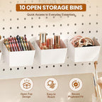 20PCS Pegboard Organizer Accessories, 10 Clear PET Jars with Lids & 10 Open ABS Bins, Fits 1/8” & 1/4” Pegboards, Wall Organizer Set for Garage, Workshop, Craft Room, Office & Home - Image 5