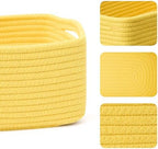 MiniArk Small Storage Baskets for Organizing | Closet Organizer Bins | Shelf Toy Basket | Woven Rope Baskets | Cube Decorative Box | Shallow Basket | 13x8.5x5.1” | 4 Packs Yellow - Image 2