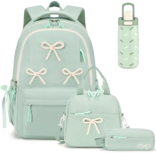 4PCS Bow Backpack for Girls with Insulated Water Bottle by Unknown