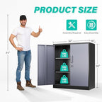 SISESOL Storage Cabinet with Doors and Shelves,36 inch Metal Storage Cabinet with Locking Doors,Small Metal Cabinets with Lock,Gray Garage Cupboard for Home Office,Garage,Shop - Image 3