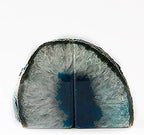 JIC Gem Teal Agate Geode Heavy Duty Bookends with Anti-Slip Rubber Bumpers - Image 3