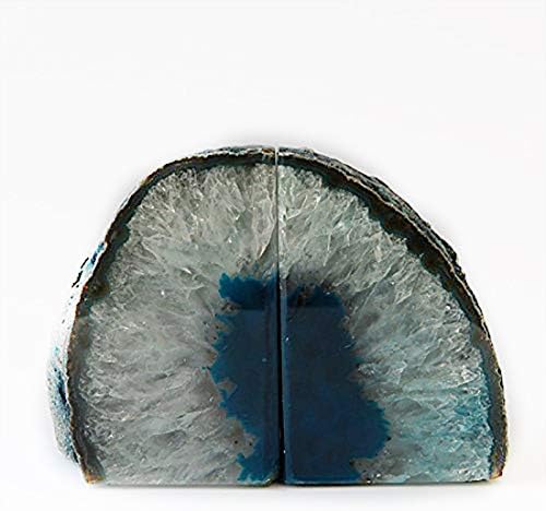 JIC Gem Teal Agate Geode Heavy Duty Bookends with Anti-Slip Rubber Bumpers - Image 3
