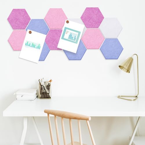 6.7 x 5.9 in 16 Pcs Hexagon Cork Board Tiles, Felt Pin Boards, Pink - Image 6
