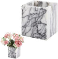 Marble Pen Holder Nature Stone Organizer Marble Square Storage Container for Makeup Brush Pens Toothbrush, White Color by CONCHLERY%E6%97%97%E8%88%B0%E5%BA%97