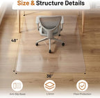 Clear Office Chair Mat for Hardwood Floors, Heavy Duty Protector - Image 5